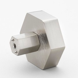 GlideRite 1-1/2 Inch Solid Hexagon Cabinet Knob, Satin Nickel, 5824