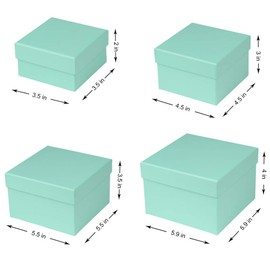 Briful Square Gift Boxes with Lids Set of 4 Teal Green Gift Box Assorted Sizes Nesting Gift Boxes for Presents Birthday Bridesmaid Wedding Valentines Christmas Party Favor Boxes