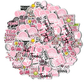 30pcs Pink Tennis Stickers for Girls – Waterproof Vinyl Decals for Laptop, Water Bottle, Scrapbook – Cute Tennis Gifts for Teen Girls & Women