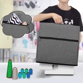 Luxja Dust Cover for Overlocker, Overlocker Machine Cover with Storage Pockets, Overlocker Dust Cover for Overlocker Sewing Machine, Grey