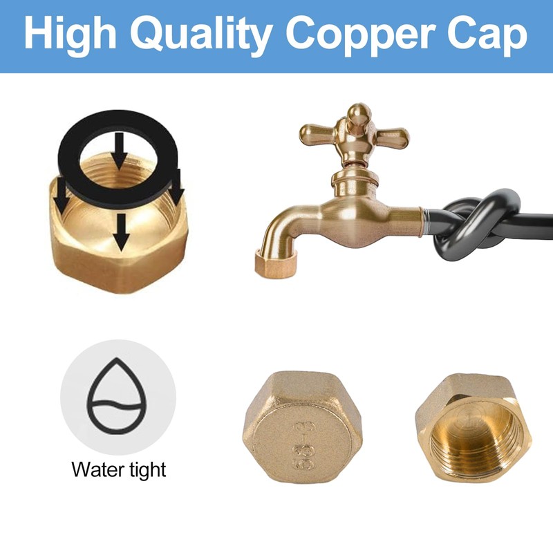 Brass Blanking Nut Cap,4 Pcs Brass End Cap with Washers,