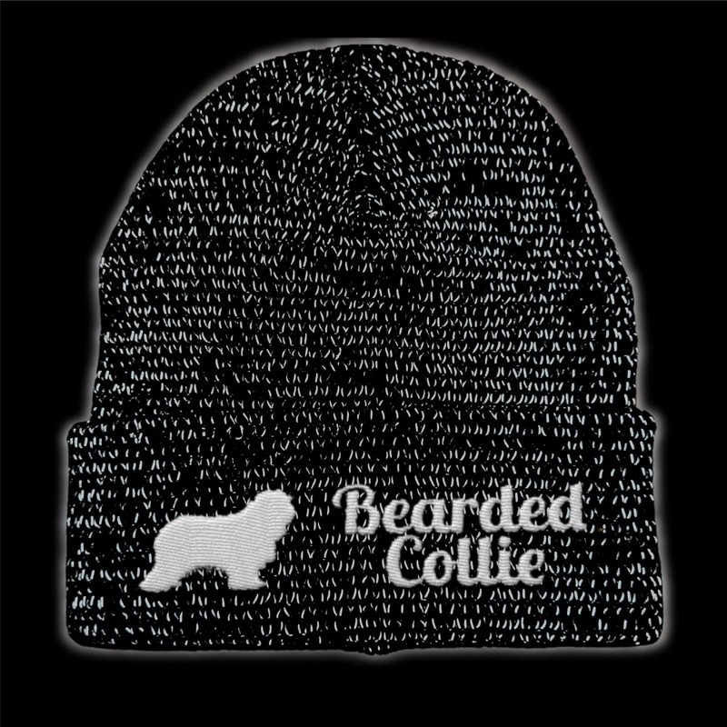 siviwonder Bearded Collie Reflective Hat Embroidery Dog Winter Knitted Hat