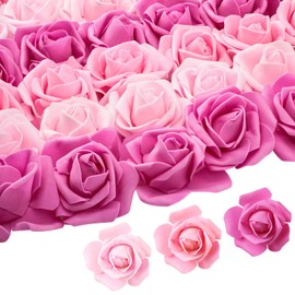 Geosar 200 Pcs Artificial Rose Heads Bulk Real Looking Faux Roses Foam Rose Heads Mini Fake Rose for Bridal Shower Wedding Flower Arrangements Centerpiece Baby Shower DIY (Pink Series, 2.76 Inch)