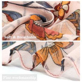vimate boho scarf for women-ladies fashion lightweight floral printed scarf headscarf beach scarf for spring fall winter (UK-Style 39)