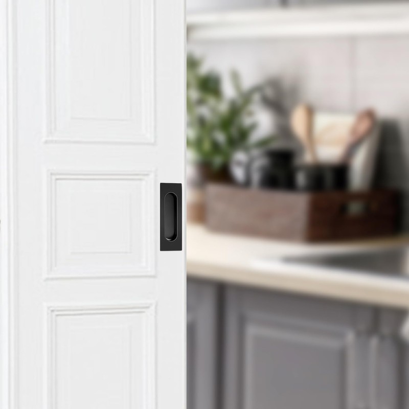 yuntop Black Sliding Closet Door Handles Recessed Finger Flush Pulls