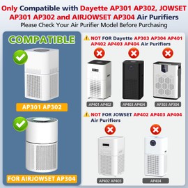 2 Pack AP301 Replacement Filter, Only Compatible with Dayette AP301 AP302 Air Purifier, Efficient Air Filter, NOT FOR AP303 AP304 AP401 AP402 AP403 AP404 Air Purifiers