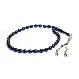 Schwarzer OLTU Tesbih, Handgefertigte Tesbih Gebetsperlen – Personalisierte Buchstaben Anhänger - 33 Perlen Misbaha – Handgefertigte Türkische Tesbih Gebetskette – Tesbih Gebetskette für Gebet