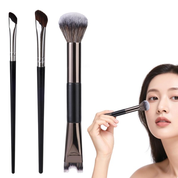 3pcs Nose Contour Brushes, 2 in 1 Dual-Ended Fluffy U