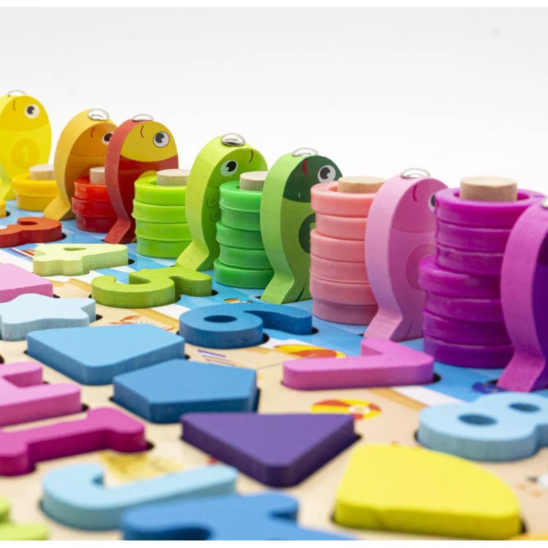 FABRICA DEL JUEGO Tablero De Madera Educativo 6 En 1