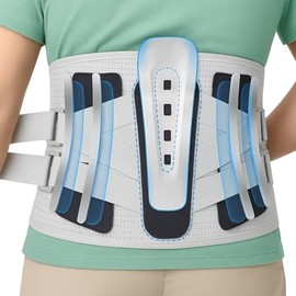Faja lumbar unisex con 4 almohadillas lumbares extraíbles, correas ajustables y varillas de acero y resina. Faja transpirable para aliviar el dolor...