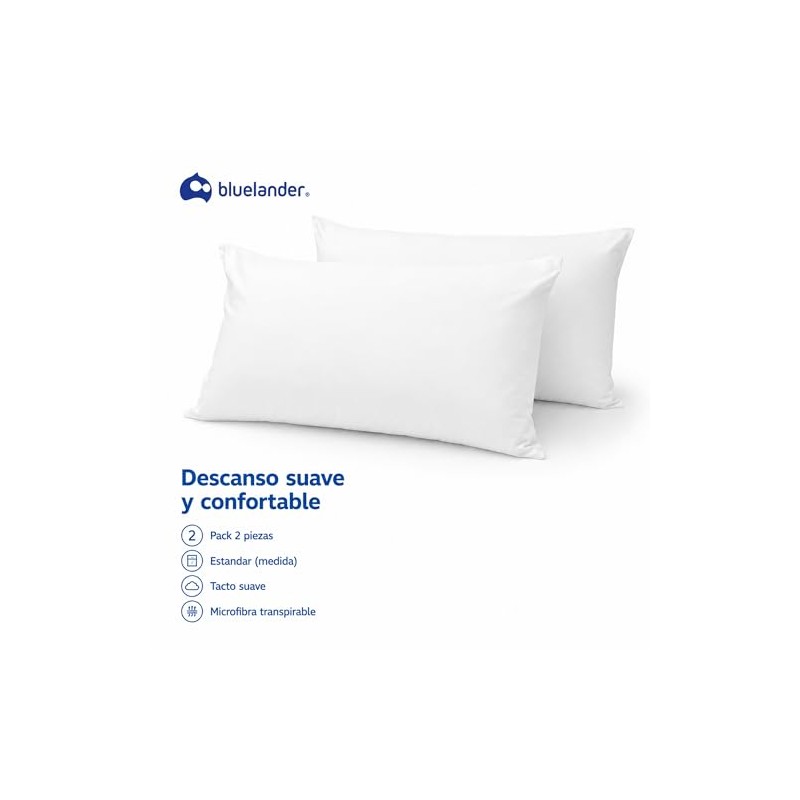 Bluelander 2 Almohadas de Microfibra, Suavidad y Comodidad Garantizada, Almohadas