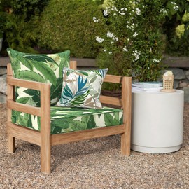 DYTXIII Outdoor Deep Seat Cushion Set, Water Repellent 24"x24" Patio Thick Cushions Replacement with Seat & Back Pillow for Patio Sofa, Wicker Chair, Couch - Swaying Palms Green