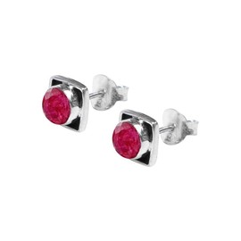 Ruby Stone Stud Earring, 925 Sterling Silver Stud Earrings for Women Girls, Natural Gemstone Stud Earring, Round Stone Stud Earrings, Gift Jewelry for her