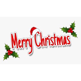 Merry Christmas Sticker, Merry Xmas Decals - 7 inches, Yeti Cup, Laptop, Car Bumper, Window Stickers Decal Wall Home Shop Decor - Removable