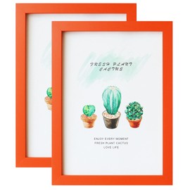 Picture Frame for A4 Photo Orange Frame MDF Photo Frame Pack of 2 for Table Top and Wall