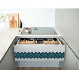 WallDesign Teal Blue Hexagon Self-Adhesive Tile Stickers for Cupboard, Panel, Cabinet, Furniture, Table, Glass, Wall - 6.25 in X 10 Ft Border