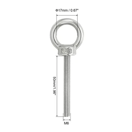 PATIKIL M6 x 50mm Lifting Shoulder Eye Bolts 304 Stainless Steel Thread Eye Bolt with Lifting Ring with Nuts and Washers Eye Bolt for Hanging Hammocks and Articles