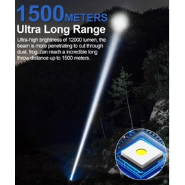 Rechargeable Flashlight High Lumens-12000LM Super Bright Magnetic Flash Light with Power Digital Display,3280Ft Long Range,Dimmable,Waterproof,Pocket LED Flashlights for Emergency Camping 2PC Blue