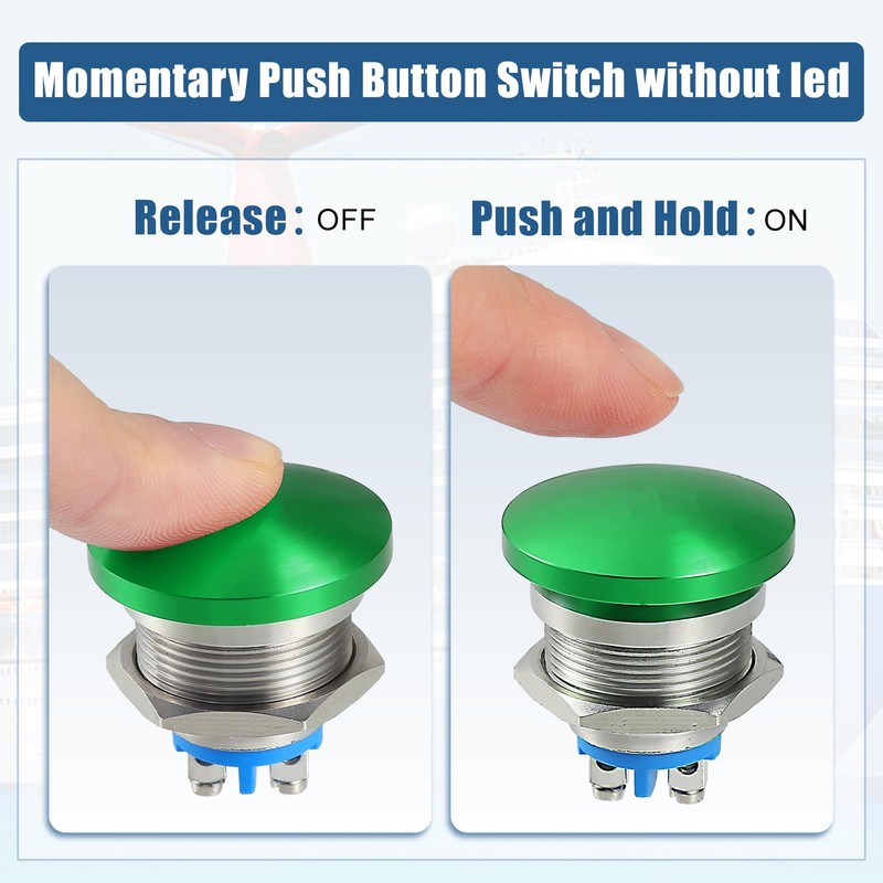 QUARKZMAN 22 mm Button Metal Button Metal Button AC/DC 12V-250V