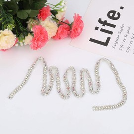 HEEPDD Cadena de Diamantes de imitación de 35.4 Pulgadas, pedrería con Diamantes de imitación Apliques de Vestido Nupcial para el Vestido de Boda Collar Headwear(Plata)