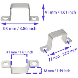 HAJXZH 4 PCS Square Pipe Clamp Stainless Steel Square Connector Bracket Silver U Shaped Strut Connector for 40 X 40 MM Small Square Pipe