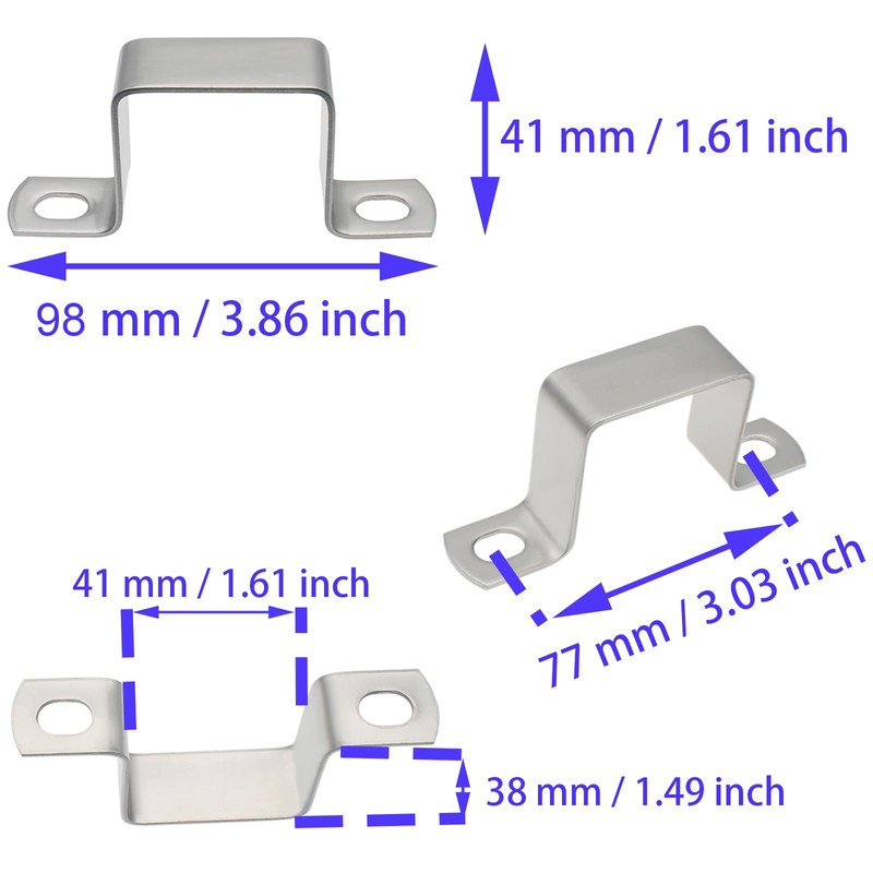 HAJXZH 4 PCS Square Pipe Clamp Stainless Steel Square Connector