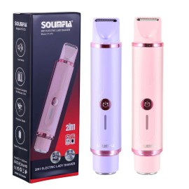 Solimpia Electric Hair Remover for Women's Underarm and Private Area Legs Dual Head Electric Hair Removercolor: Purple
