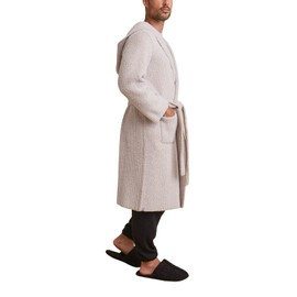 Barefoot Dreams CozyChic Ribbed Hooded Robe, Plush Pool Robe, Long Night Robe, Chic Robe, Classy Robe, Silver Ice, 2