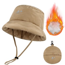 MK MATT KEELY Winter Men's Warm Foldable Fishing Hat Outdoor Rain Hat Waterproof Lightweight Bucket Hat, khaki