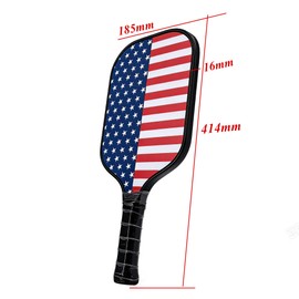 USA flagT300 Carbon Fiber Pickleball Paddle,16mm PP Honeycomb Core,Soft Feel Large Sweet Spot, Lightweight for Power Control