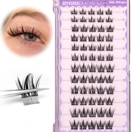 Self Adhesive Eyelashes Manga Lash Clusters Natural Look 8-14MM Wispy Pre Glued Eyelashes Clusters No Glue Needed Press on Lashes Reusable Invisible Band Cluster Eyelash Extensions by JIMIRE