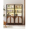 Qriocioa 5 Tier Rattan Bookcase with Light 71" Tall Boho