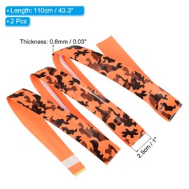 PATIKIL Racket Overgrip with Damping Ridges, 2 Pack PU Grip Tape Non-Slip Absorbent Camo Pattern for Tennis Badminton Fishing Rod, Orange