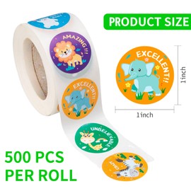 3 Rolls Motivational Stickers for Kids, 1500 Pcs Teacher Reward Stickers School Supplies Roll Sticker Potty Training Sticker for School Classroom Home, 24 Designs (Each Measure 1" in Diameter)
