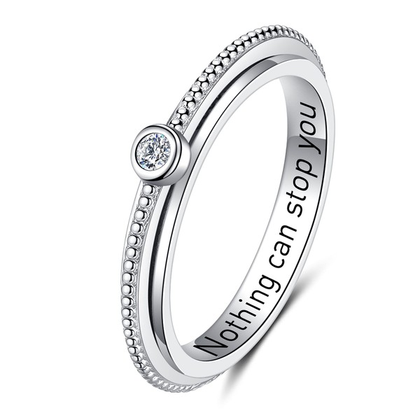 ZOEXUE Anxiety Rings for Women: Sterling Silver Cubic Zircornial Spinner
