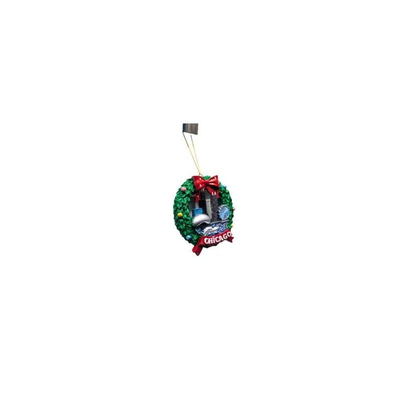 Chicago Wreath Sparkle Hanging Ornament