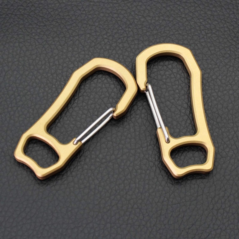 PPFISH 2PCS Solid Brass Heavy Duty Carabiner Keychain, EDC Quick