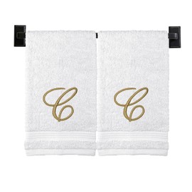 Toallas de mano con monograma, juego de 2 toallas de mano turcas auténticas, elige cualquier letra, elige el color de la toalla y el hilo - Monograma bordado de escritura - Toallas personalizadas -