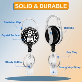 Plifal Badge Holder with Retractable Reel,Cute Funny Cat ID Name Tag Work Badge Clip Heavy Duty Vertical Card Protector Cover Case for Work Office Nurse Student Teacher Women