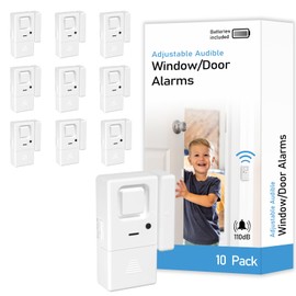 Door Window Alarms -10 Pack - Adjustable Volume, Chime/Alarm, Wireless, Door Window Alarm Sensor for Home Security, Kids Safety, Door Open Alert Security Alarm for Home, Apartment and more, by Rosmila