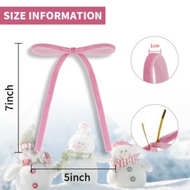 KKSTY 30Pcs Christmas Velvet Bows, Vintage Style Velvet Ribbon Bows for Christmas Tree, Gift Wrapping, Wreaths, Garlands, Wedding, Party, Home Decor,5x7 Inches (Pink)