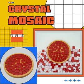 Yuvori 1.1 lbs Square Crystal Mosaic Tiles, 0.39 inch, Iridescent & Crystal Glass, DIY, Bathroom, Kitchen, Living Room, Balcony Decor (Red)