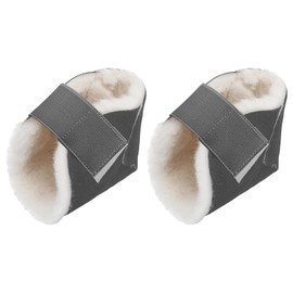 Jeere 2 Pcs Heel Protectors for Pressure Sores Sheepskin Heel Pads Soft Foot Cushions Pad Heel Protectors Adjustable Foot Pillows with Securing Strap for Bed Sore Ankle Ulcers(Dark Grey)