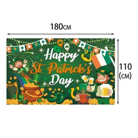Comelodiant Happy St.Patrick's Day Decorations Backdrop Saint Patricks Day Banner Backdrop Green Irish Clover Coins St Patricks Day Party Photo Background Decor Supplies,71in*43in