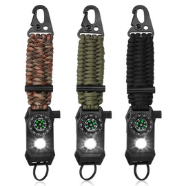 SummitSeeker Gear Tactical 9-in-1 Paracord Keychain: Military-Grade Survival Rope Lanyard with Carabiner Clip, Heavy Key Ring & Chain for Men/Women - Keychains Strap (OD Green Camo)