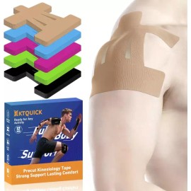 KTQUICK 어깨 프리컷용 키네시올로지 테이프 용 12개 PCS KTQUICK 오리지널 면 방수 및 통기성 지지 근육 스포츠용 [Pink] 12 PCS KTQUICK Original Cotton Waterproof and Breathable Support Muscle Sports Kinesiology Tape for Shoulder Pre-Cut [Pink]