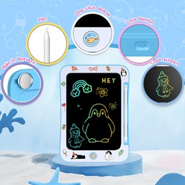 [2 Pack] Genialba LCD Writing Tablet for Kids, Colorful Screen Drawing Board for 3-7 Year Old Boys & Girls - Educational Toys for Birthday & Christmas (Penguin&Rabbit)