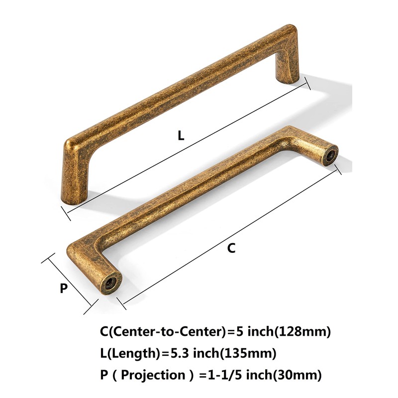 khtumeware 10 Pack 5 Inch(128mm) Hole Centers Vintage Antique Brass