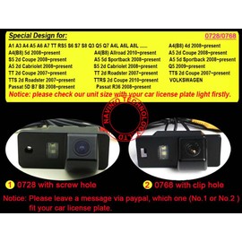 Dynavsal Backup Camera for Car, Waterproof Rear-view License Plate Car Rear Reverse Parking Camera for A3 A4 A5 A6 A8 Q3 Q5 Q7 A6L A8L A4L 5D B7 B8 B9 R36 (Model 0728 with screw hole)