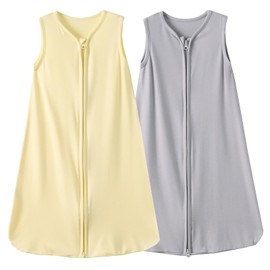 Viforu Rayon from Bamboo Sleep Sack Baby Wearable Blanket 2-Pack 0.5 Tog Sleeping Bag 6-12 Months Lightweight Newborn Sleeper 2-way Zipper Sleepsack Girls Boys Swaddle Blanket Summer Sacks